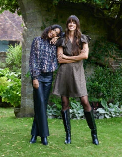 High Neck Abstract Cuff Sleeve Blouse(High Neck Abstract Cuff Sleeve Blouse) -Repertoire Fashion Store 11A1549