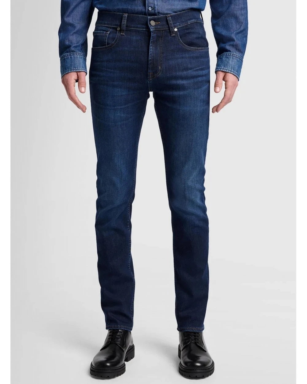 7 For All Mankind Mens Maestro Slimmy Luxe Performance Jeans Dark Whisker Blue 2 7 For All Mankind Mens Maestro Slimmy Luxe Performance Jeans Dark Whisker Blue - Image 2