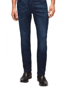 7 For All Mankind Mens Slimmy Luxe Performance Jeans Mid Dark Blue