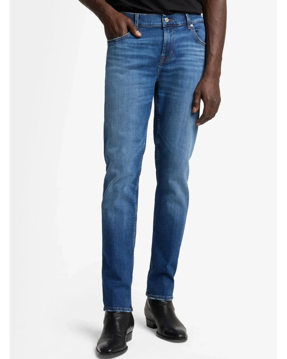 7 For All Mankind Mens Sonora Slimmy Tapered Jeans Mid Blue 2 7 For All Mankind Mens Sonora Slimmy Tapered Jeans Mid Blue - Image 2