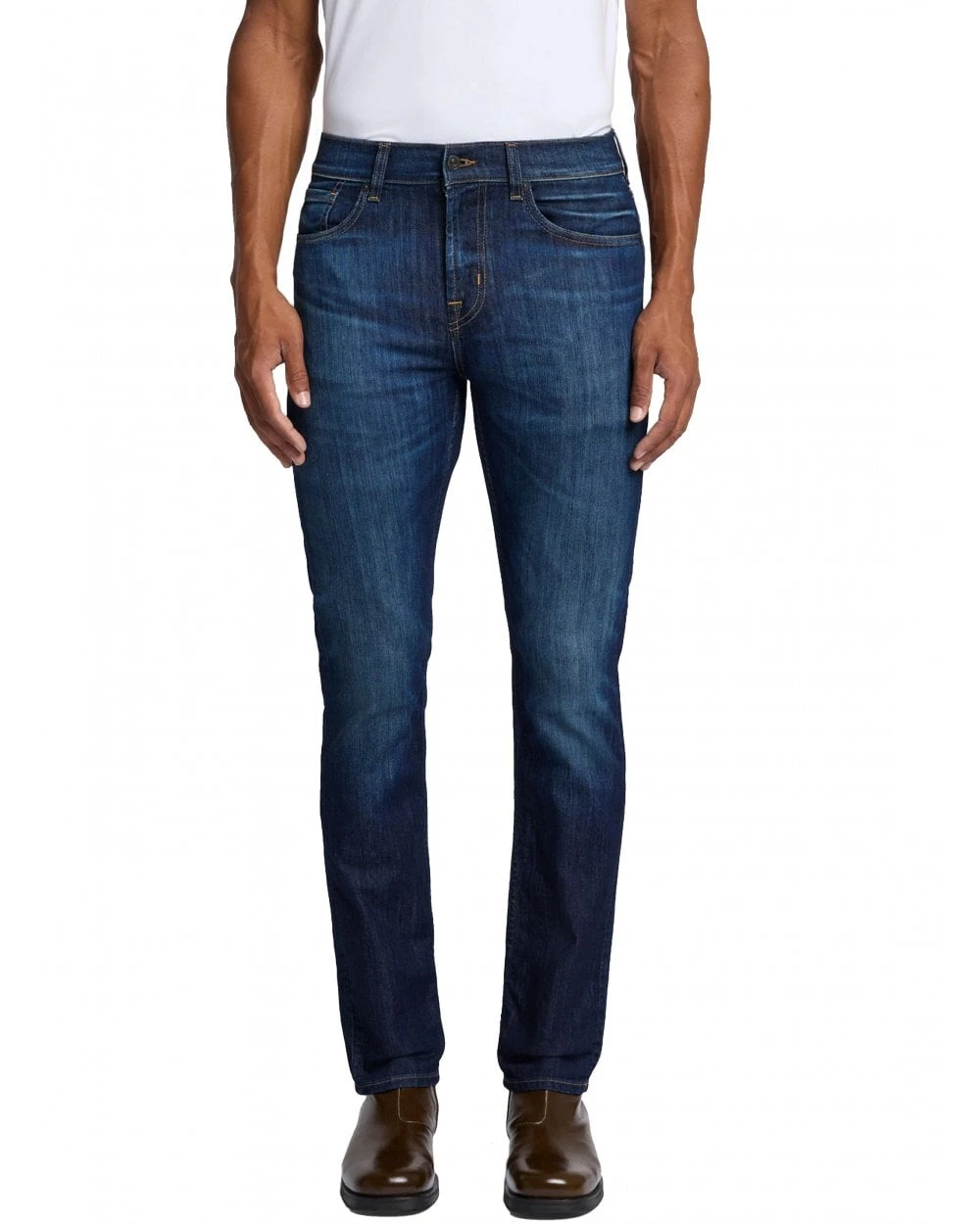 7 For All Mankind Mens Waking Hours Slim Fit Jeans Dark Blue 4 7 For All Mankind Mens Waking Hours Slim Fit Jeans Dark Blue - Image 4