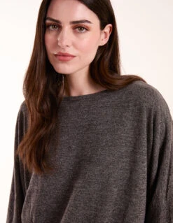 Batwing Deep Hem Top -Repertoire Fashion Store AW22061 GREY 0251