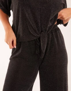 Sparkly Elasticated Waist Wide Leg Trousers -Repertoire Fashion Store AW22314 BLACKSILVER 19583 1