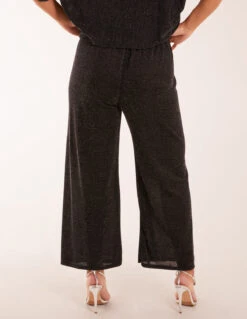Sparkly Elasticated Waist Wide Leg Trousers -Repertoire Fashion Store AW22314 BLACKSILVER 19589 1