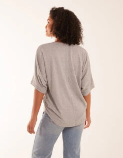 Zip Front Top(Grey Zip Front Top) -Repertoire Fashion Store AW23003 GREY 13479