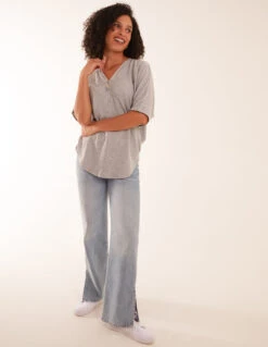 Zip Front Top(Grey Zip Front Top) -Repertoire Fashion Store AW23003 GREY 13505