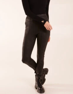 Seam Detail PU Leather Look Leggings(Black Seam Detail Pu Leather Look Leggings) -Repertoire Fashion Store AW23281 BLACK 0503