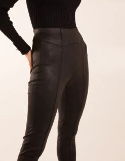Seam Detail PU Leather Look Leggings(Black Seam Detail Pu Leather Look Leggings) -Repertoire Fashion Store AW23281 BLACK 0517