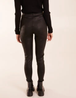 Seam Detail PU Leather Look Leggings(Black Seam Detail Pu Leather Look Leggings) -Repertoire Fashion Store AW23281 BLACK 0526