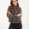 Bubble Hem High Neck Printed Top(Black Bubble Hem High Neck Printed Top) -Repertoire Fashion Store AW24026B091 138151