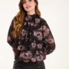 High Neck Bubble Hem Floral Jacquard Blouse(High Neck Bubble Hem Jacquard Floral Blouse) -Repertoire Fashion Store AW24043B003 137995