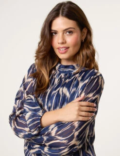 Octagon Metallic Blouse(Octagon Metallic Blouse) -Repertoire Fashion Store AW24247 NAVY 25581 c8c99497 4be6 40dc a647 3da38d1d5c92