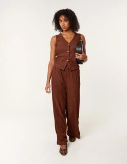 Crinkle Elasticated Waist Wide Leg Trousers(Crinkle Elasticated Waist Wide Leg Trousers)