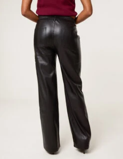 PU Wide Leg Trousers(Pu Wide Leg Trousers) -Repertoire Fashion Store AW25364 BLACK 26624