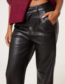 PU Wide Leg Trousers(Pu Wide Leg Trousers) -Repertoire Fashion Store AW25364 BLACK 26637