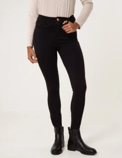 Button Stretch Trousers(Black Button Stretch Trousers)