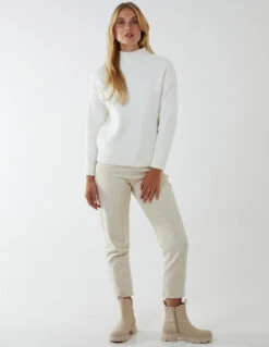 Oversized Roll Neck Jumper(Ivory Oversized Roll Neck Jumper) -Repertoire Fashion Store BV1724 IVORY 56