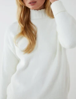 Oversized Roll Neck Jumper(Ivory Oversized Roll Neck Jumper) -Repertoire Fashion Store BV1724 IVORY 58