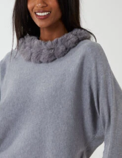 Fur Collar Batwing Jumper(Grey Fur Collar Batwing Jumper 1) 8 Fur Collar Batwing Jumper(Grey Fur Collar Batwing Jumper 1) -Repertoire Fashion Store BV1797R2019 128281