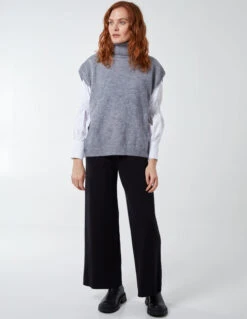 Knitted Drawstring Culottes(Black Knitted Drawstring Culottes)