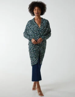 Draped Dip Hem Long Top(Draped Dip Hem Long Top) -Repertoire Fashion Store BV222400 GREENPATTERN 15854 1