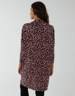 Draped Dip Hem Long Top(Red Pattern Draped Dip Hem Top) -Repertoire Fashion Store BV222400 RED 59