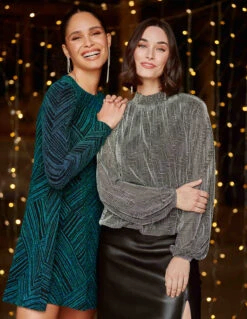 Puffball High Neck Top(Silver Puffball High Neck Top) -Repertoire Fashion Store BV222413061 1