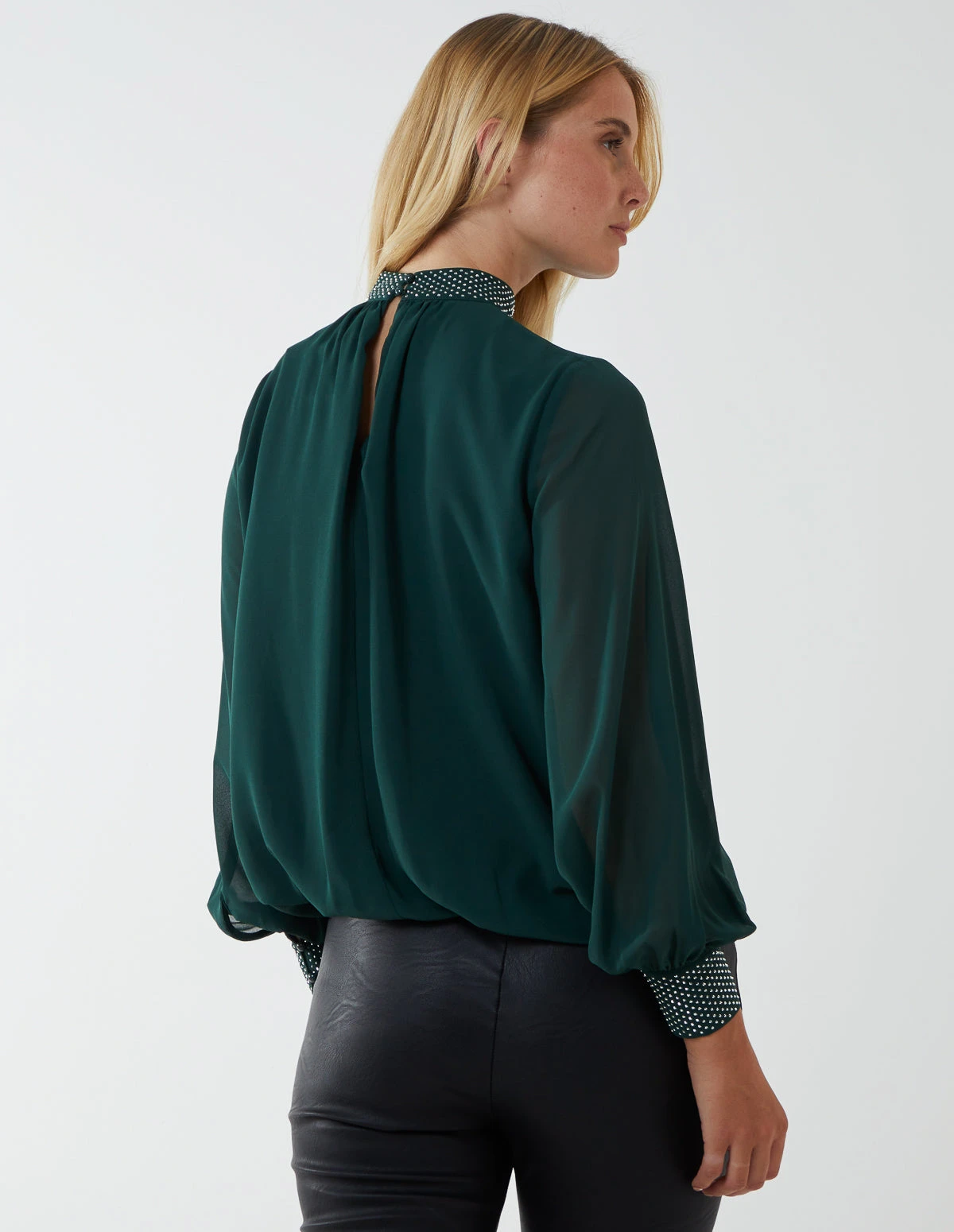 Diamante Collar & Cuff Puffball Top(Green Diamante Collar Cuff Puffball Top) 7 Diamante Collar & Cuff Puffball Top(Green Diamante Collar Cuff Puffball Top) - Image 7
