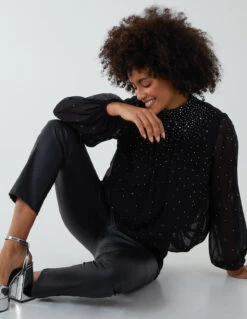 Ombre Diamante Puffball Top(Black Ombre Diamante Puffball Top) 12 Ombre Diamante Puffball Top(Black Ombre Diamante Puffball Top) -Repertoire Fashion Store BV222415 BLACK 12