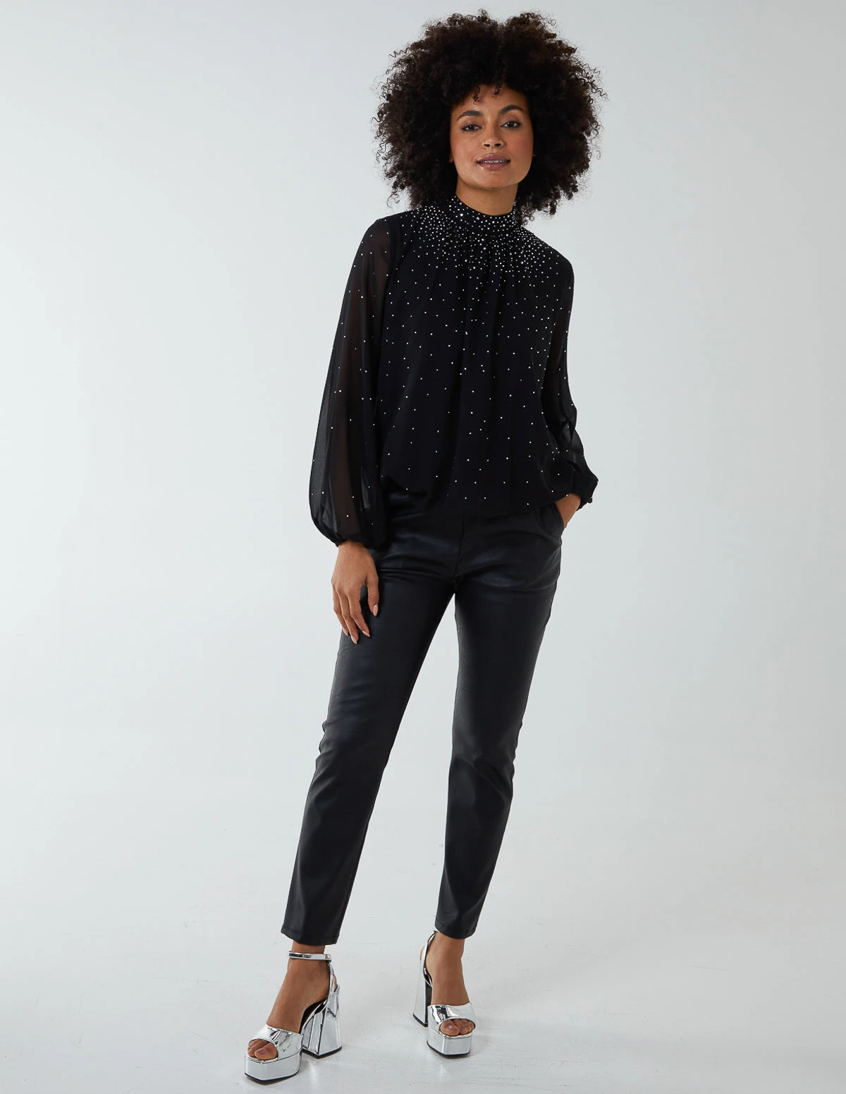 Ombre Diamante Puffball Top(Black Ombre Diamante Puffball Top) 2 Ombre Diamante Puffball Top(Black Ombre Diamante Puffball Top) - Image 2