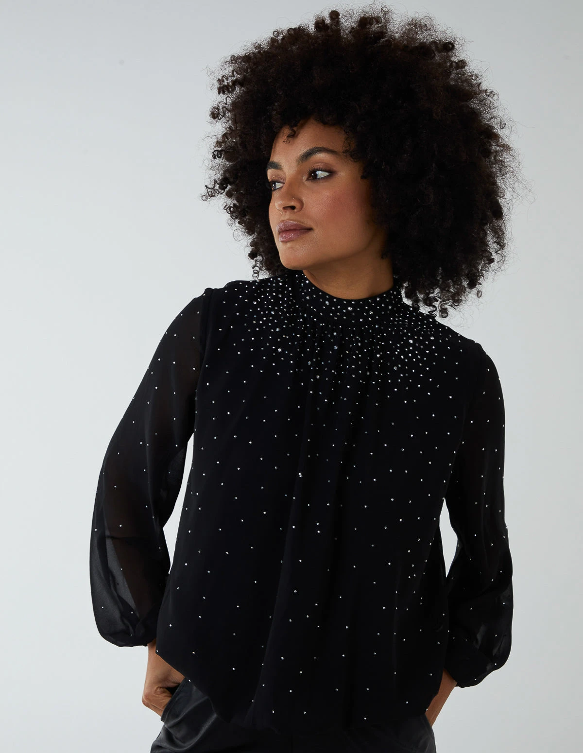 Ombre Diamante Puffball Top(Black Ombre Diamante Puffball Top) 1 Ombre Diamante Puffball Top(Black Ombre Diamante Puffball Top)