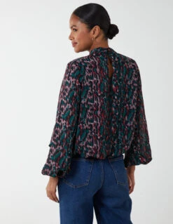 Animal Print Blouson Top -Repertoire Fashion Store BV222886 Black 2