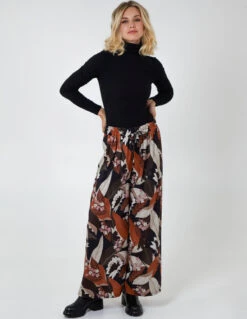 Leaf Print Trousers(Black Leaf Print Trousers)