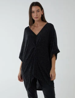 Twist Front Metalic Top(Black Silver Twist Front Metalic Top) -Repertoire Fashion Store BV2319 BLACKSILVER 12