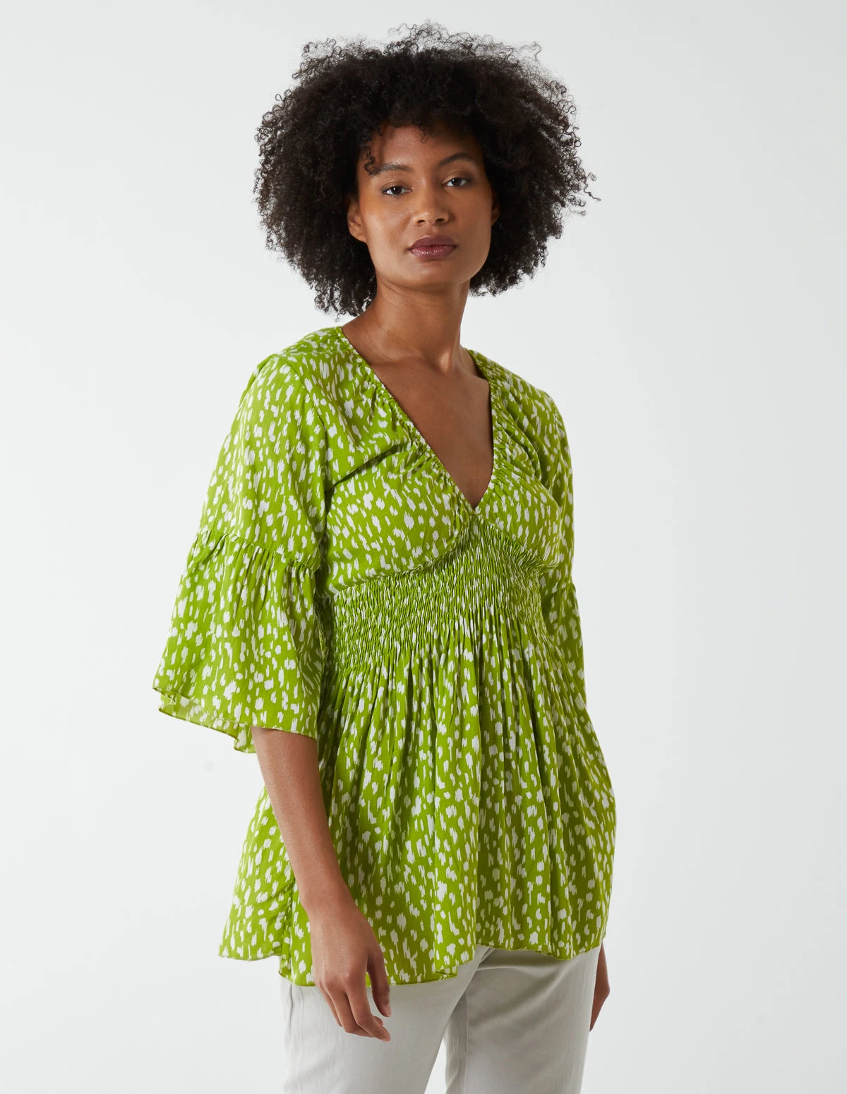 Shirred Bust Top(Lime Shirred Bust Top) 1 Shirred Bust Top(Lime Shirred Bust Top)