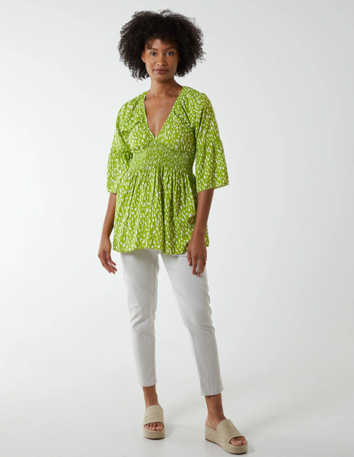 Shirred Bust Top(Lime Shirred Bust Top) 2 Shirred Bust Top(Lime Shirred Bust Top) - Image 2