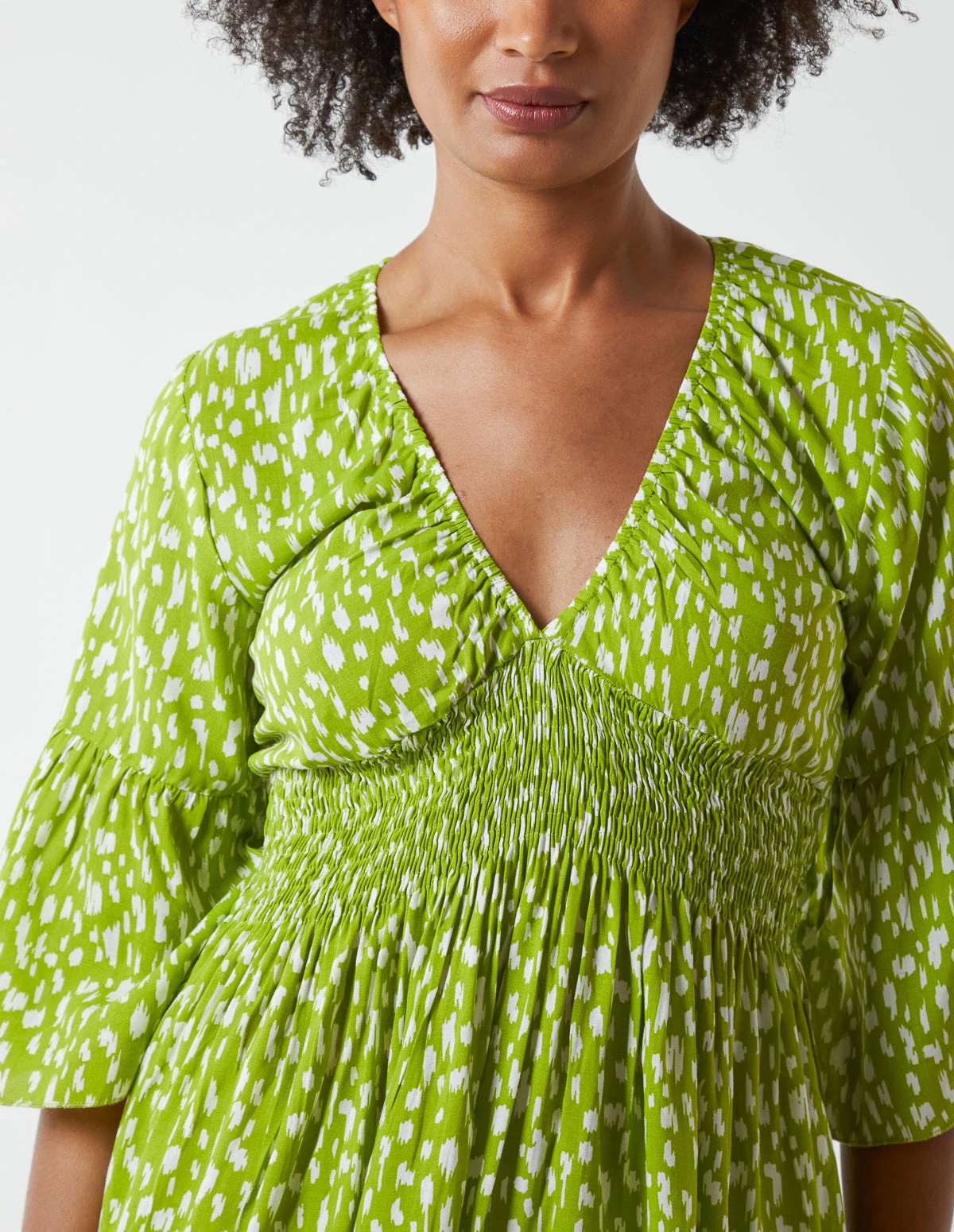 Shirred Bust Top(Lime Shirred Bust Top) 3 Shirred Bust Top(Lime Shirred Bust Top) - Image 3