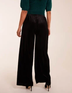 Wide Leg Textured Velour Trouser -Repertoire Fashion Store BV234209 BLACK 0544 1