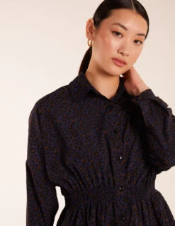 Leopard Print Shirred Waist Shirt 6 Leopard Print Shirred Waist Shirt -Repertoire Fashion Store BV234401008 125911