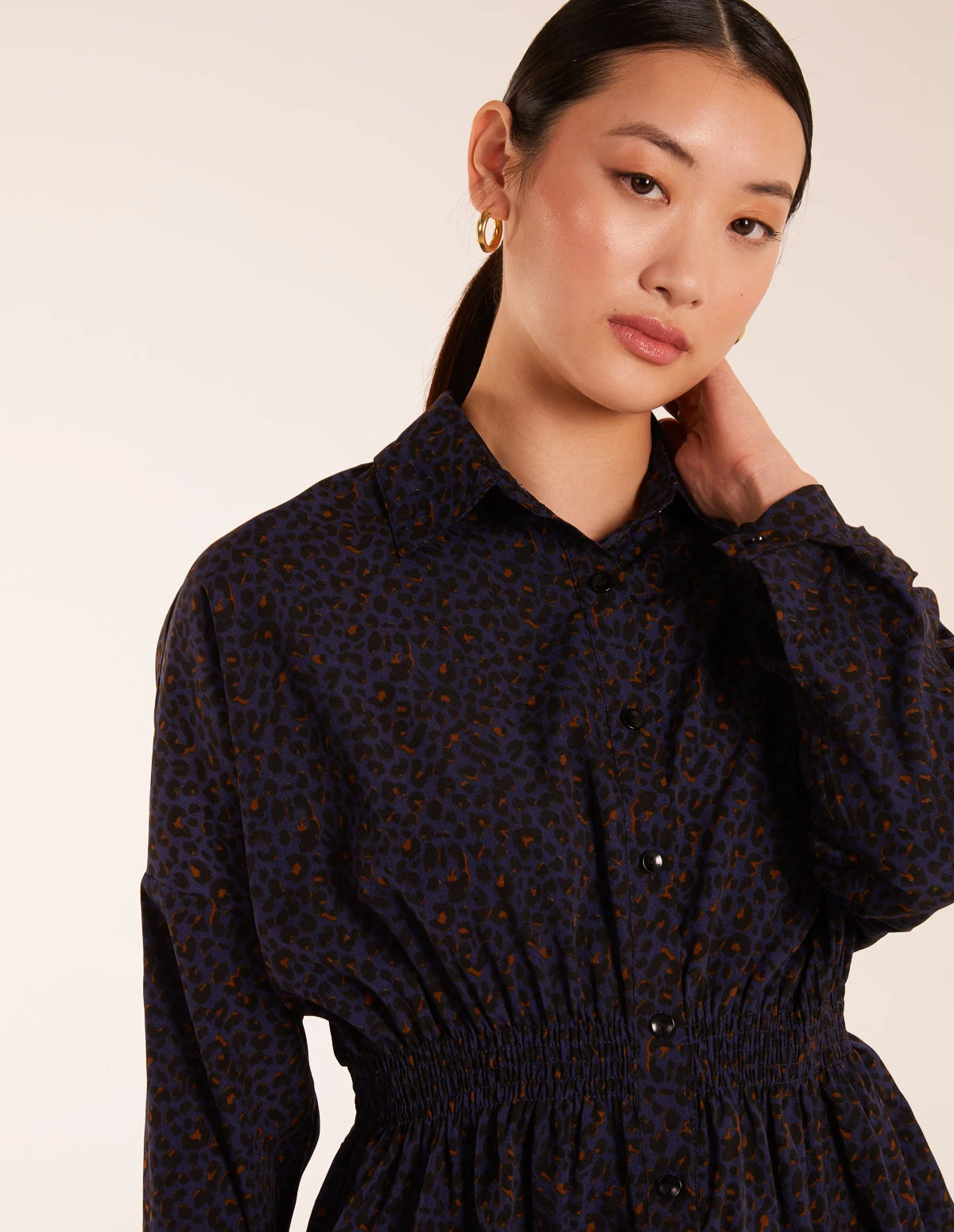 Leopard Print Shirred Waist Shirt 3 Leopard Print Shirred Waist Shirt - Image 3