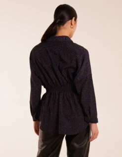 Leopard Print Shirred Waist Shirt 7 Leopard Print Shirred Waist Shirt -Repertoire Fashion Store BV234401008 125912