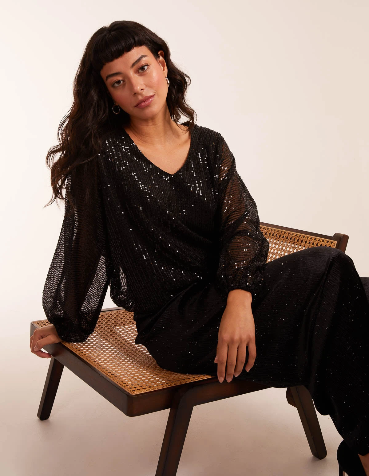 Sequin Batwing Blouse(Black Sequin Batwing Blouse) 4 Sequin Batwing Blouse(Black Sequin Batwing Blouse) - Image 4