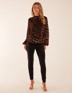 High Neck Puff Ball Top(High Neck Puff Ball Top) -Repertoire Fashion Store BV234404 BRONZE 46060
