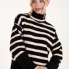 Wide Stripe Roll Neck Jumper(Black Wide Stripe Roll Neck Jumper)