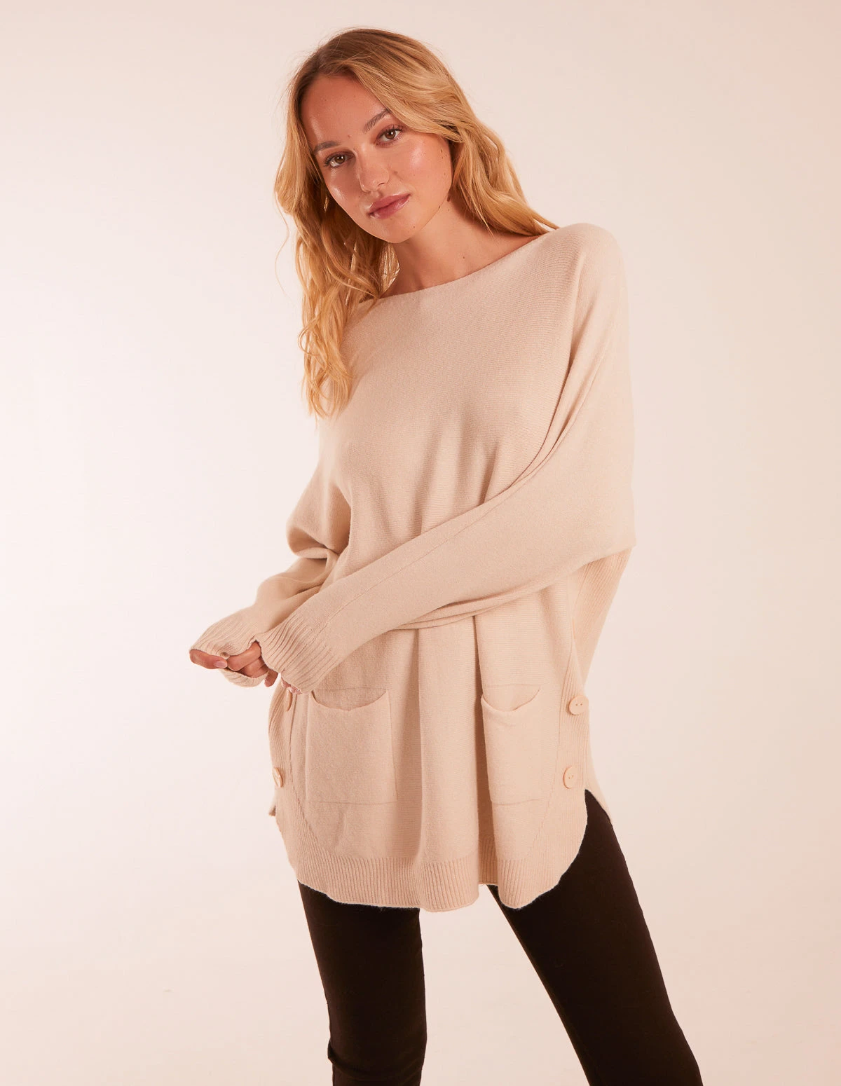Pocket Slash Neck Jumper(Stone Pocket Slash Neck Jumper) 1 Pocket Slash Neck Jumper(Stone Pocket Slash Neck Jumper)