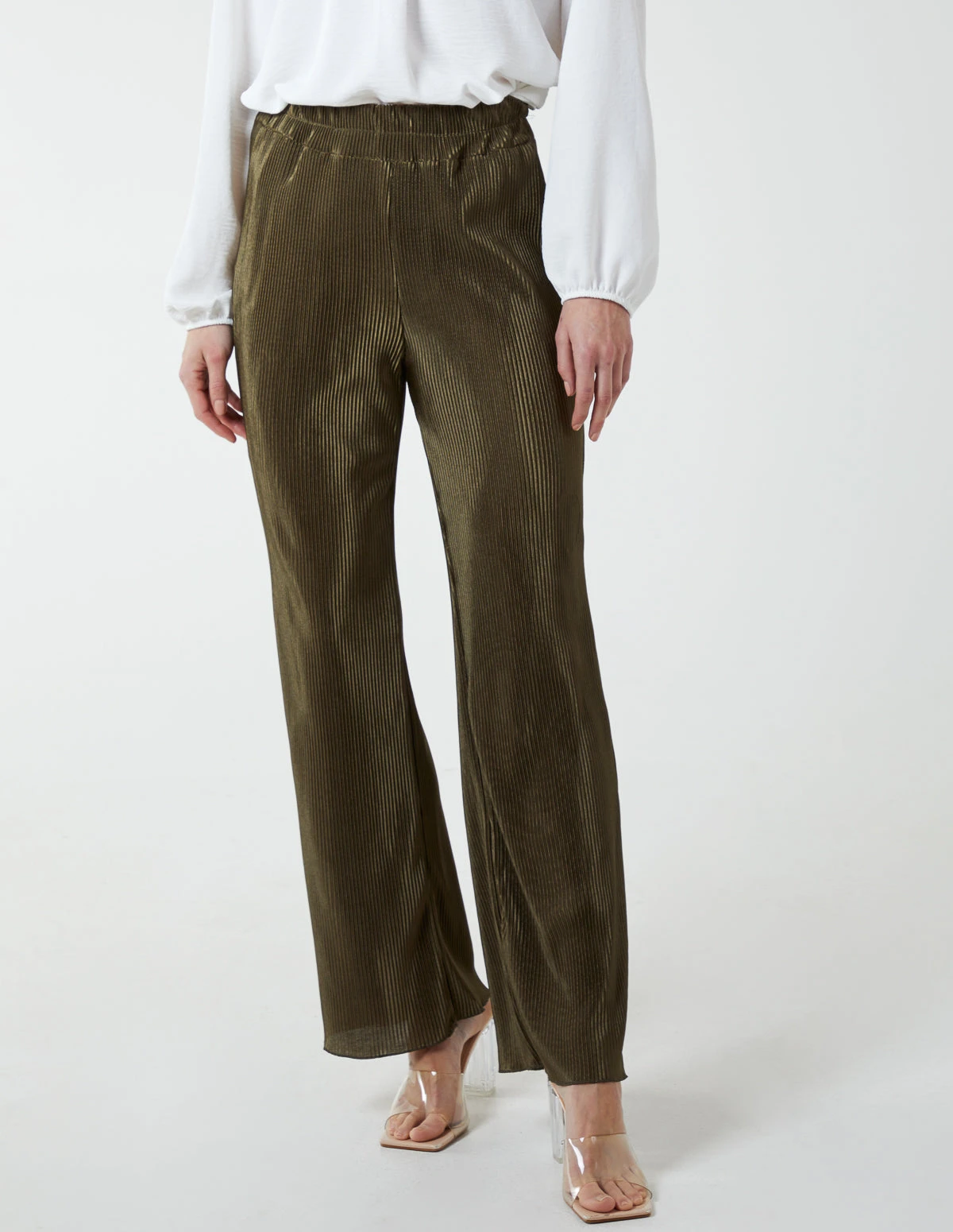 Pleated Trousers(Khaki Pleated Trousers) 3 Pleated Trousers(Khaki Pleated Trousers) - Image 3