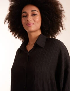 Crinkle Oversized Shirt 6 Crinkle Oversized Shirt -Repertoire Fashion Store BV245013 BLACK 11762