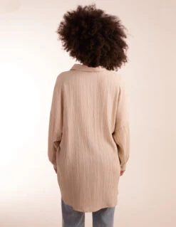 Crinkle Oversized Shirt(Crinkle Oversized Shirt) -Repertoire Fashion Store BV245013 STONE 11702