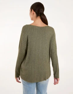 V-Neck Ribbed Jumper(V Neck Ribbed Jumper 1) -Repertoire Fashion Store BV245014 GREEN 0016