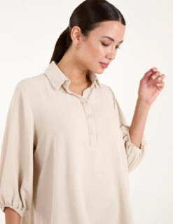 Front Button Shirt(Beige Stone Front Button Shirt) -Repertoire Fashion Store BV245014 STONE 10455